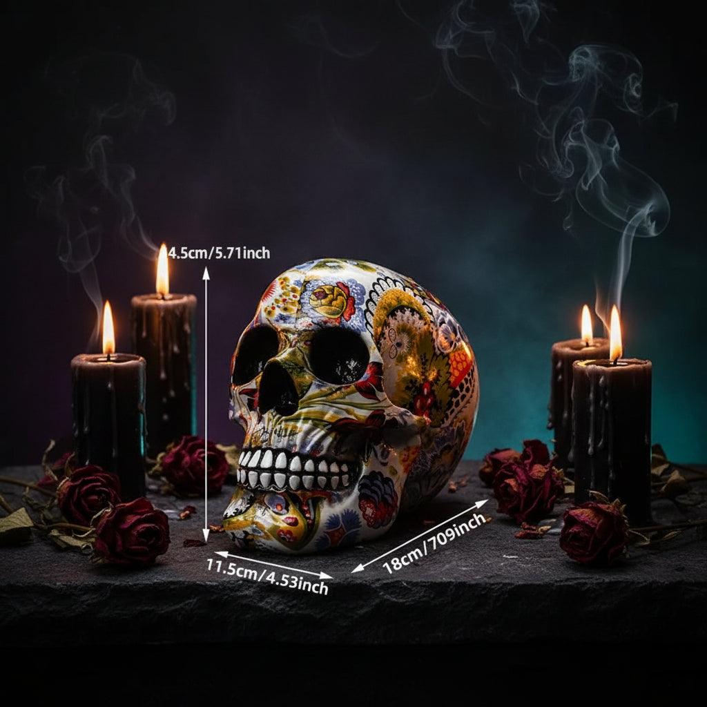 Creative Colorful Skull Flower Painting Desktop Decor Sorceress Sanctuary