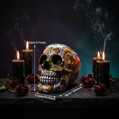 Creative Colorful Skull Flower Painting Desktop Decor Sorceress Sanctuary