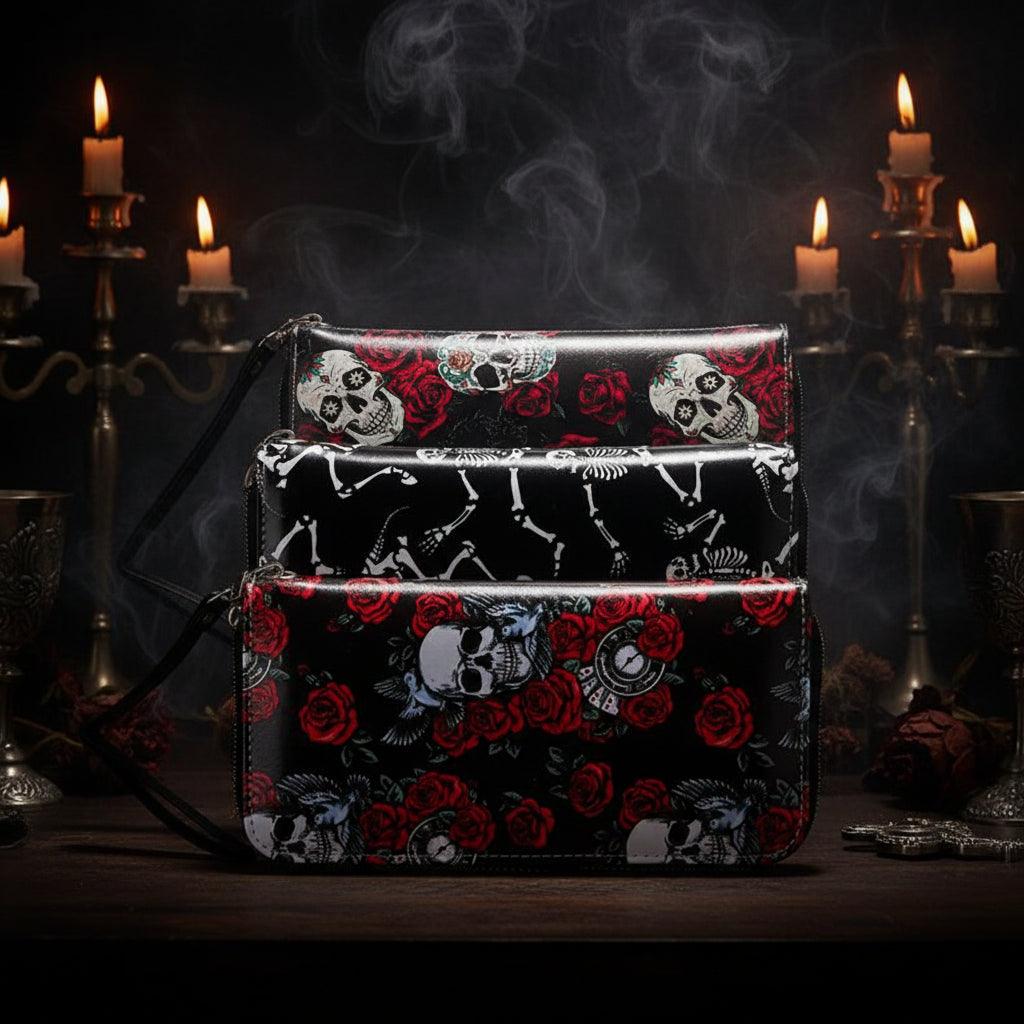 Colorful Skull Print Women's Long Clutch Wallet Sorceress Sanctuary