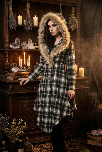 Hedgewitch Plaid Hooded Coat, view 15