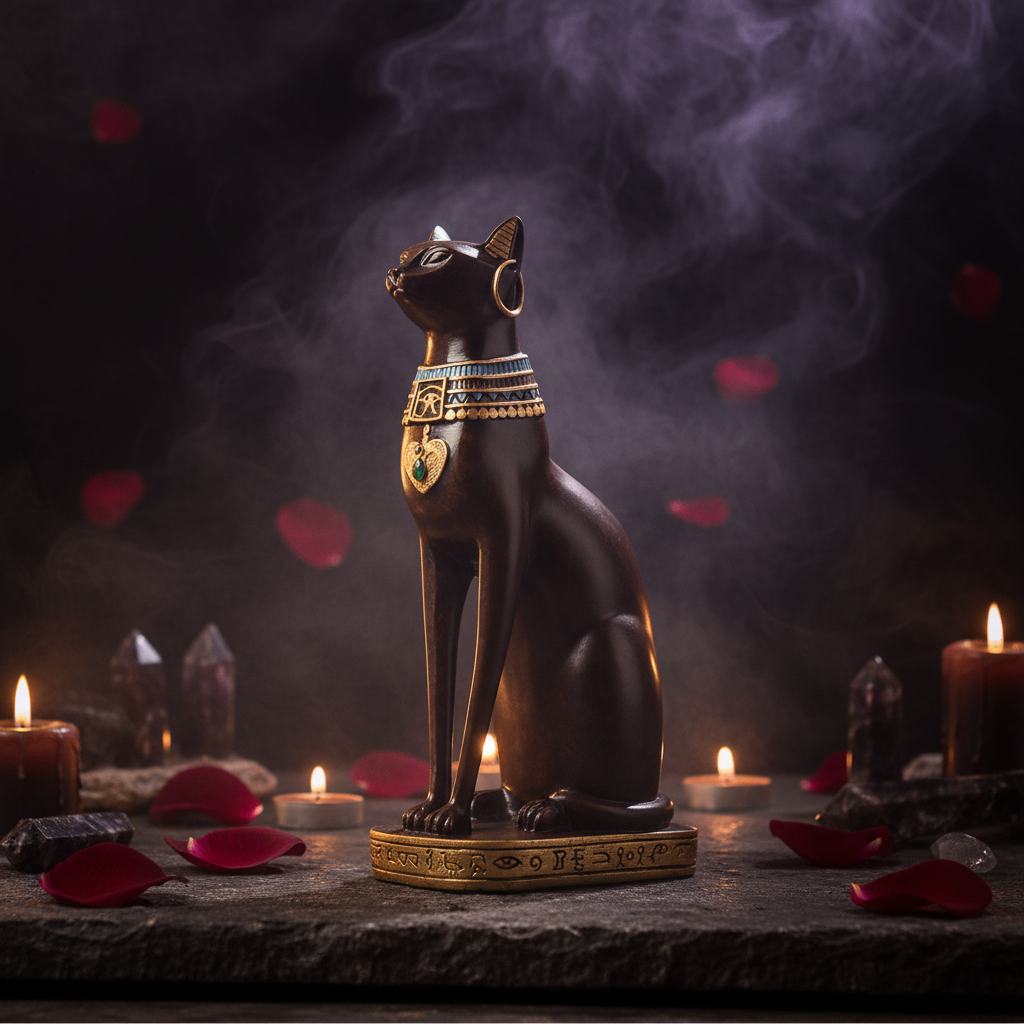 Cat Figurine, Resin Sculpture for Living Room Decor Sorceress Sanctuary