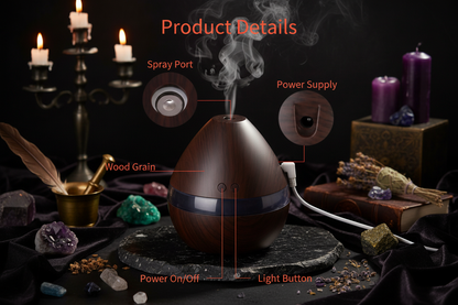 Wooden diffuser with labeled parts on a white background
