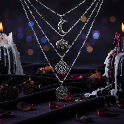 Vintage Bohemian Elephant Pendant Layered Choker Necklace Sorceress Sanctuary