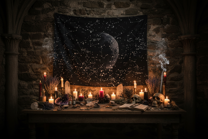 Nordic Style Black Starry Sky Tapestry for Sofa Sorceress Sanctuary
