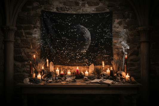 Nordic Style Black Starry Sky Tapestry for Sofa Sorceress Sanctuary