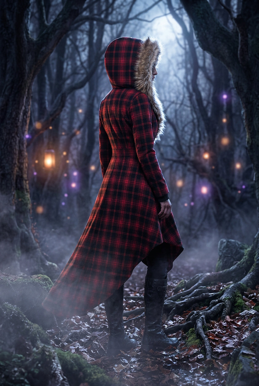 Hedgewitch Plaid Hooded Coat