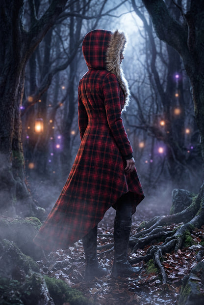 Hedgewitch Plaid Hooded Coat