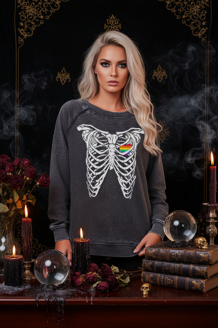 Funky Print Halloween Skull Sweatshirt for Women Sorceress Sanctuary