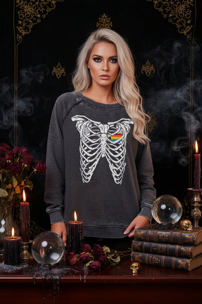 Funky Print Halloween Skull Sweatshirt for Women Sorceress Sanctuary