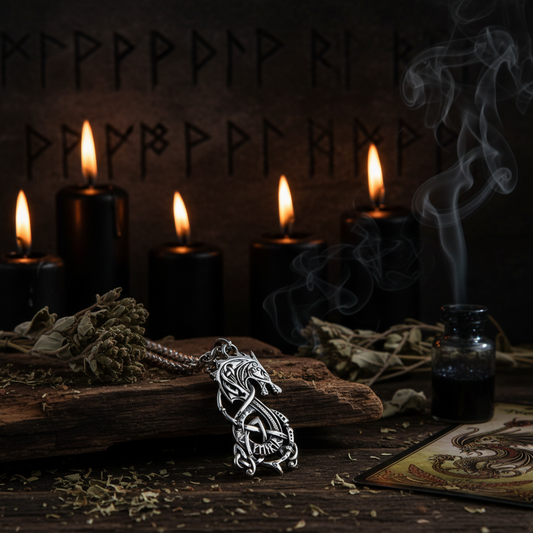 Norse Mythology Celtic Dragon Necklace for Men Sorceress Sanctuary