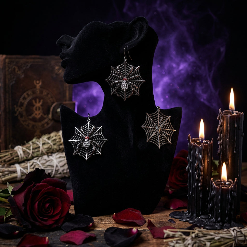Halloween Spider Earrings - Alloy Metal Jewelry Sorceress Sanctuary