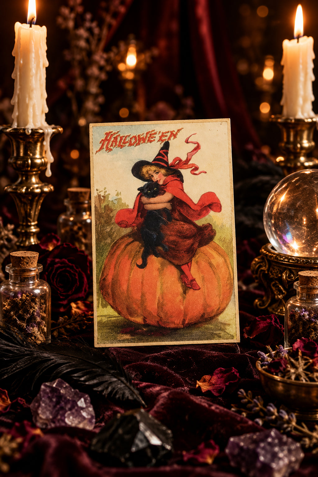Vintage Halloween Postcard Set, alternate angle