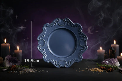 Altar Offering Set - Sorceress Sanctuary Baroque plate blue 6 inches-Baroque plate blue 8 inches-Baroque plate blue 10 inches-Baroque blue large bowl-Baroque blue trumpet bowl