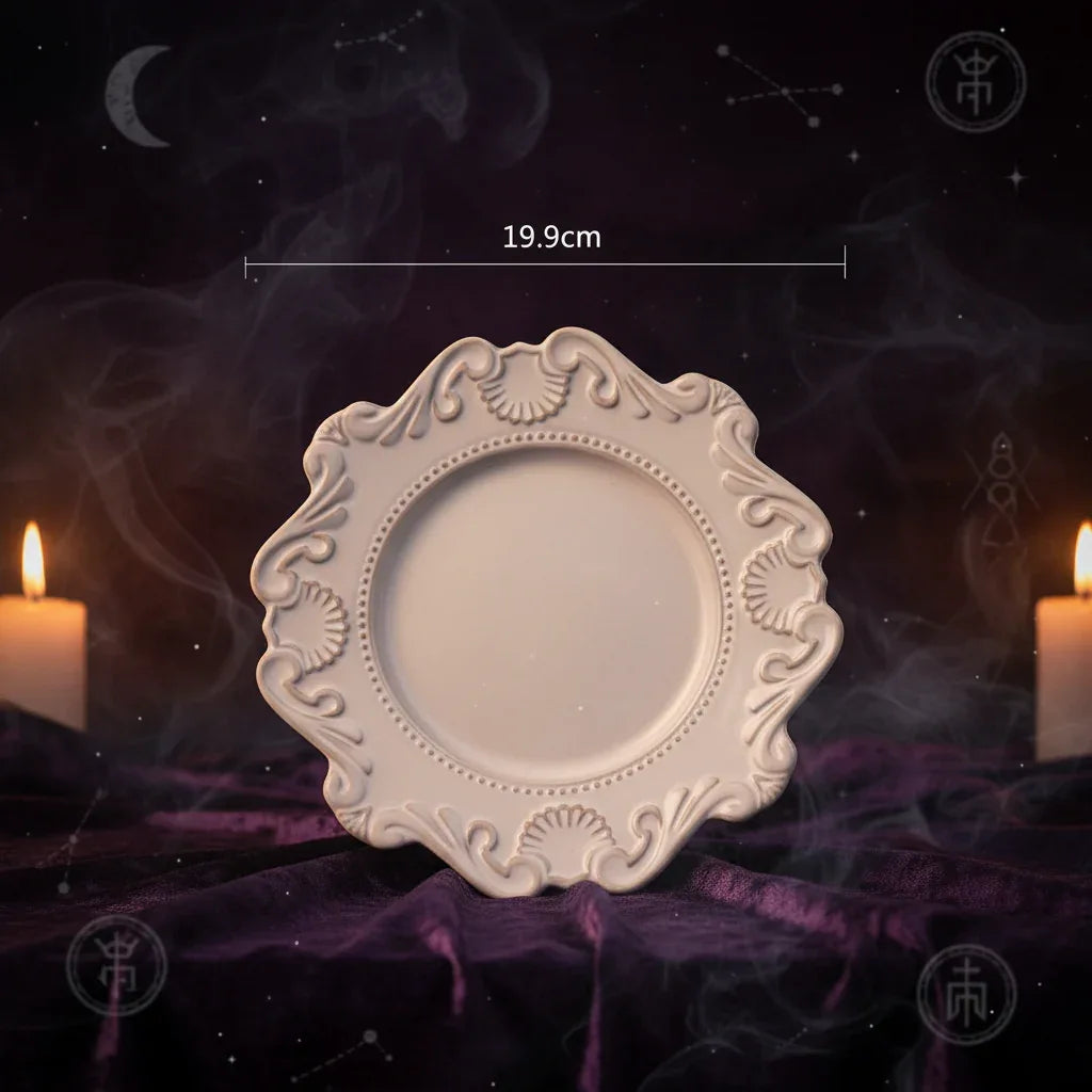 Altar Offering Set - Sorceress Sanctuary Baroque plate blue 6 inches-Baroque plate blue 8 inches-Baroque plate blue 10 inches-Baroque blue large bowl-Baroque blue trumpet bowl