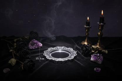 Altar Offering Set - Sorceress Sanctuary Baroque plate blue 6 inches-Baroque plate blue 8 inches-Baroque plate blue 10 inches-Baroque blue large bowl-Baroque blue trumpet bowl