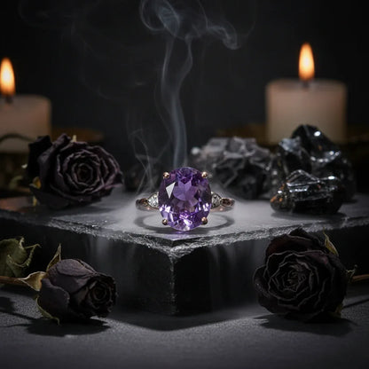 Amethyst Ring - Sorceress Sanctuary Purple Diamond Platinum / Adjustable