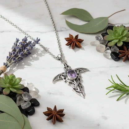 Demon Sword Amethyst Necklace - Sorceress Sanctuary Single Pendant-Pendant with keel chain