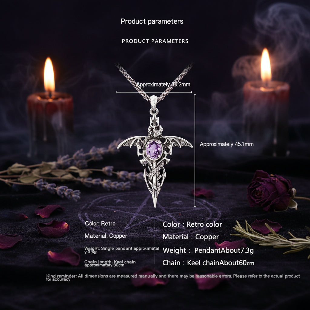 Demon Sword Amethyst Necklace - Sorceress Sanctuary Single Pendant-Pendant with keel chain
