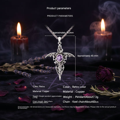 Demon Sword Amethyst Necklace - Sorceress Sanctuary Single Pendant-Pendant with keel chain