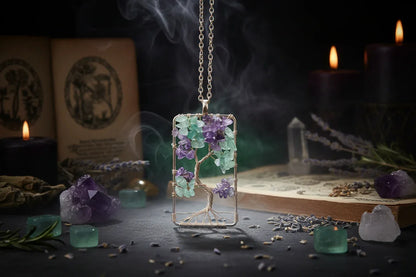Amethyst Tree Necklace - Sorceress Sanctuary Silver-Gold