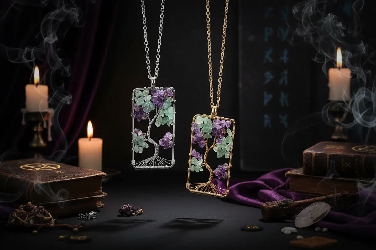 Amethyst Tree Necklace - Sorceress Sanctuary Silver-Gold