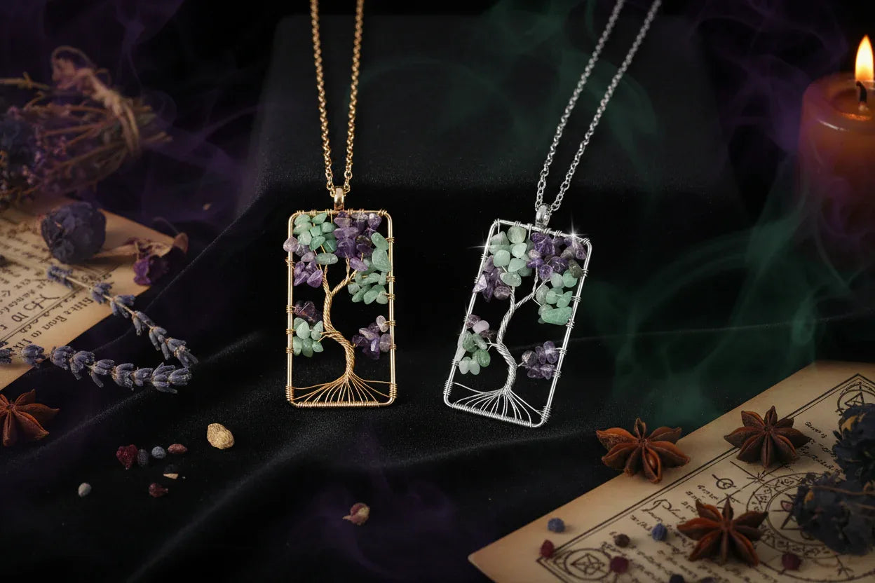 Amethyst Tree Necklace - Sorceress Sanctuary Silver-Gold