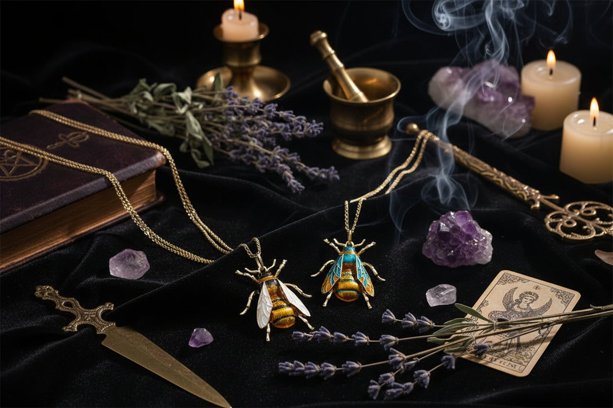 Antique Bee Necklace - Sorceress Sanctuary Yellow-Blue