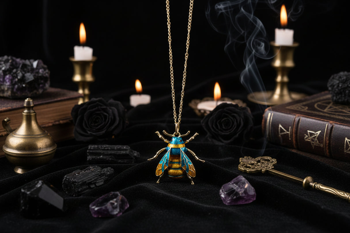 Antique Bee Necklace - Sorceress Sanctuary Yellow-Blue