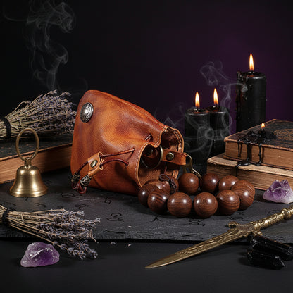 Antique Leather Bag - Sorceress Sanctuary Wine Red-Brown-Black