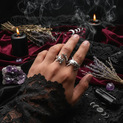 Antique Great White Shark Alloy Ring Set Sorceress Sanctuary