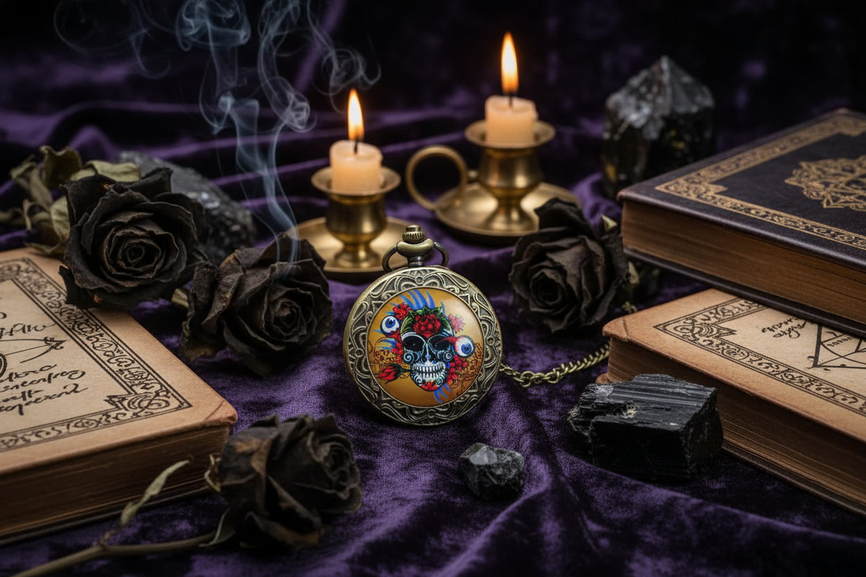 Antique Skull Watch - Sorceress Sanctuary Bronze