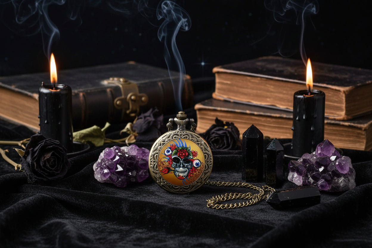 Antique Skull Watch - Sorceress Sanctuary Bronze