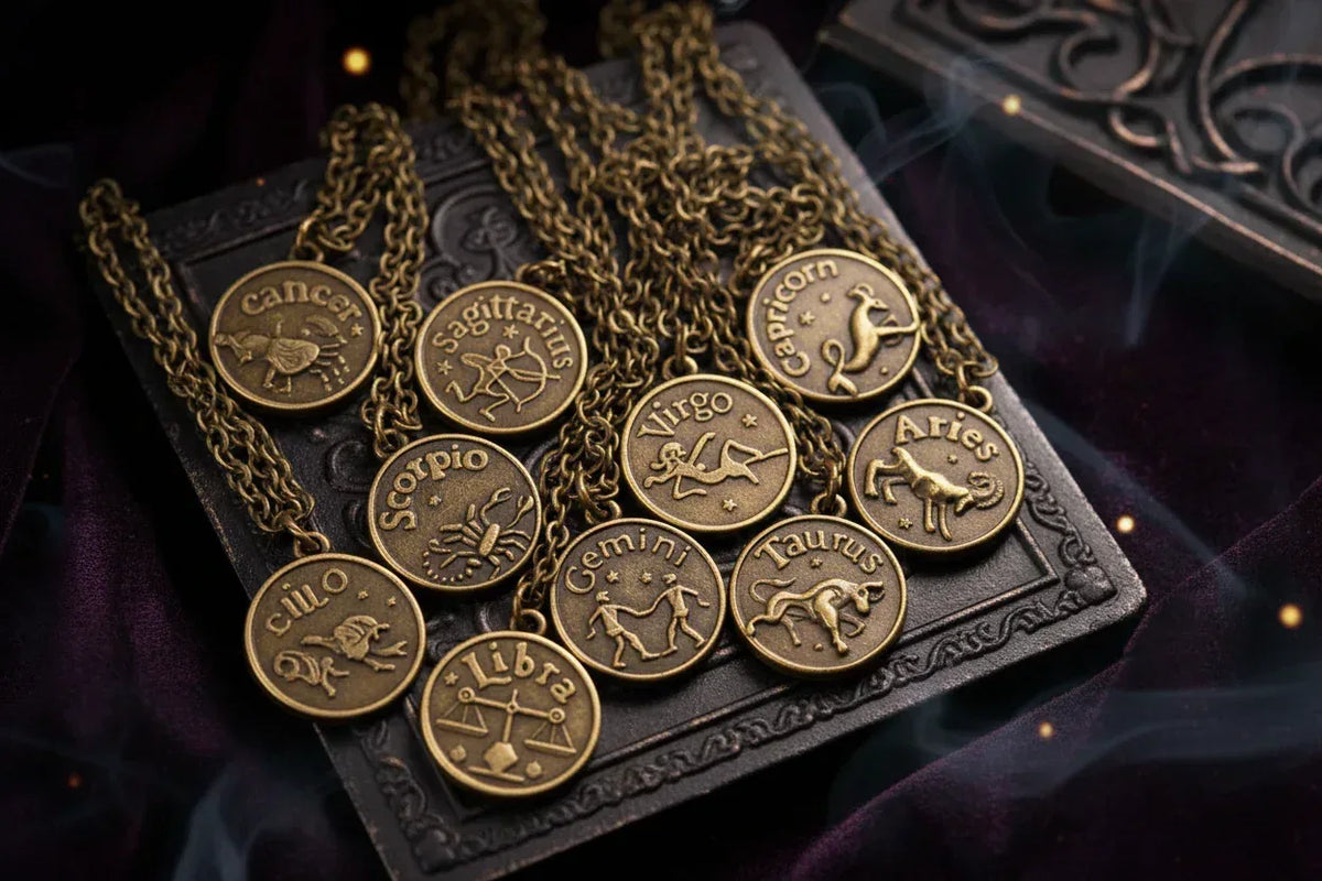 Antique Zodiac Pendant - Sorceress Sanctuary Copper / Leo-Copper / Libra-Copper / Aries-Copper / Taurus-Copper / Capricornus