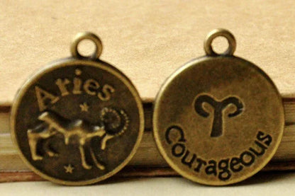 Antique Zodiac Pendant - Sorceress Sanctuary Copper / Leo-Copper / Libra-Copper / Aries-Copper / Taurus-Copper / Capricornus