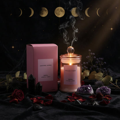 Apothecary Soy Candle - Sorceress Sanctuary Pink Box-British Pear Freesia-Black Box-Lemon Basil & Citrus-Yellow box-blue wind chimes-Gray box-Ebony sandalwood  