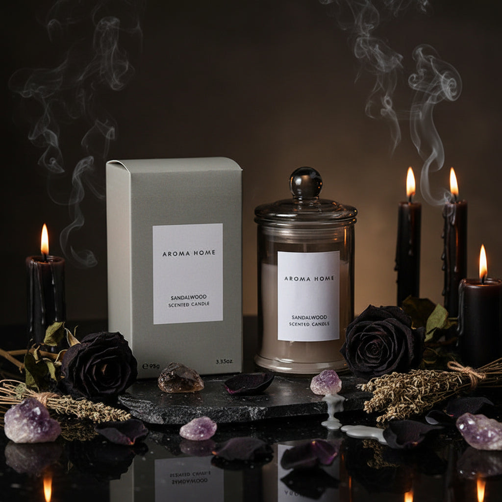 Apothecary Soy Candle - Sorceress Sanctuary Pink Box-British Pear Freesia-Black Box-Lemon Basil & Citrus-Yellow box-blue wind chimes-Gray box-Ebony sandalwood  