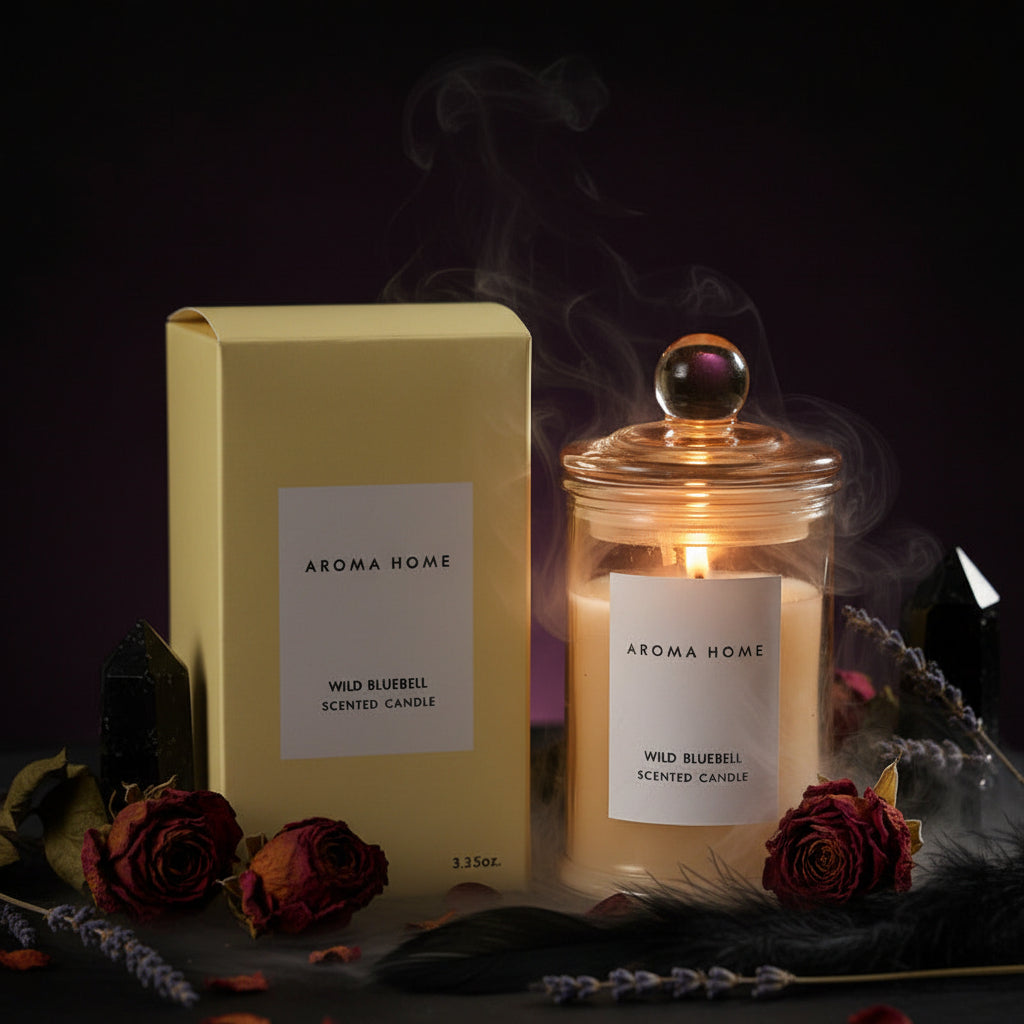 Apothecary Soy Candle - Sorceress Sanctuary Pink Box-British Pear Freesia-Black Box-Lemon Basil & Citrus-Yellow box-blue wind chimes-Gray box-Ebony sandalwood  