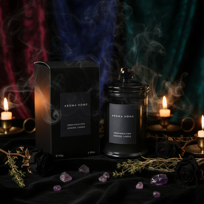 Apothecary Soy Candle - Sorceress Sanctuary Pink Box-British Pear Freesia-Black Box-Lemon Basil & Citrus-Yellow box-blue wind chimes-Gray box-Ebony sandalwood  