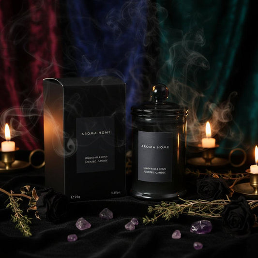 Apothecary Soy Candle - Sorceress Sanctuary Pink Box-British Pear Freesia-Black Box-Lemon Basil & Citrus-Yellow box-blue wind chimes-Gray box-Ebony sandalwood  