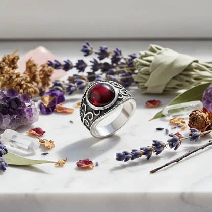 Arcane Garnet Ruby Ring - Sorceress Sanctuary 7-8-9-10-11