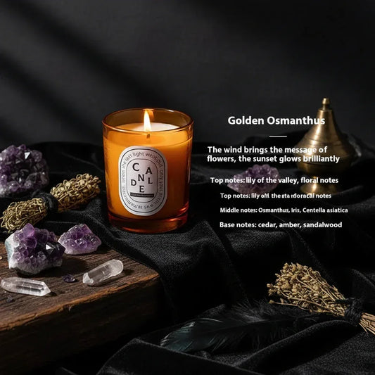 Aura Candles - Sorceress Sanctuary Cologne Fragrance Gray-Darjeeling Tea Green-Ebony Sandalwood Amber-Freesia Bright Black-Gardenia Bright Black