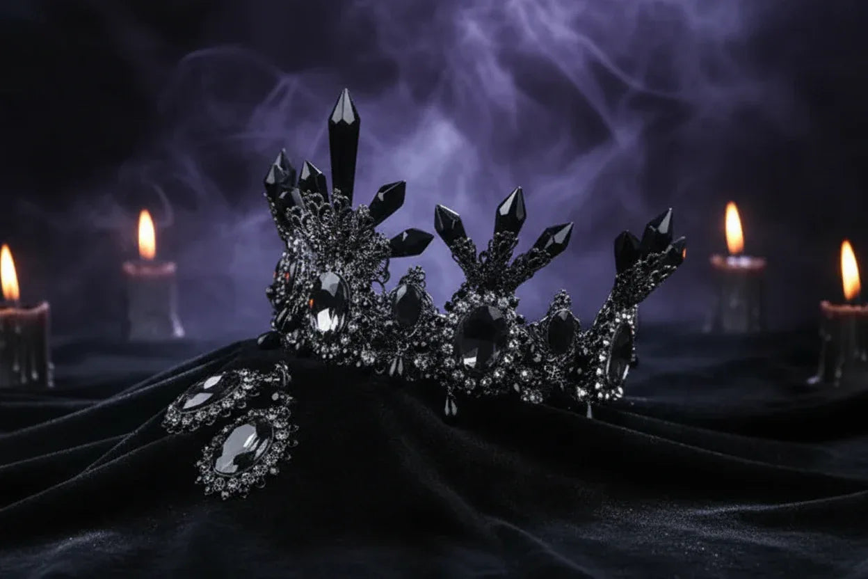 Baroque Crystal Crown - Sorceress Sanctuary Set Black-Ear Needle-Set Black-Ear Clip