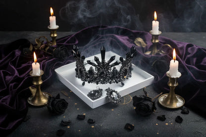 Baroque Crystal Crown - Sorceress Sanctuary Set Black-Ear Needle-Set Black-Ear Clip