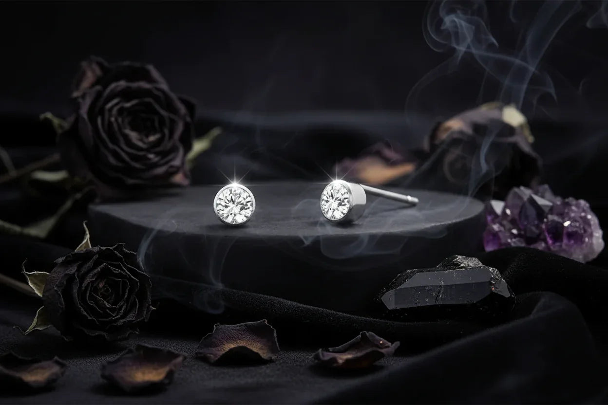 Birthstone Earrings - Sorceress Sanctuary Rose Gold / March-Gold / January-Rose Gold / January-Steel / January-Gold / June
