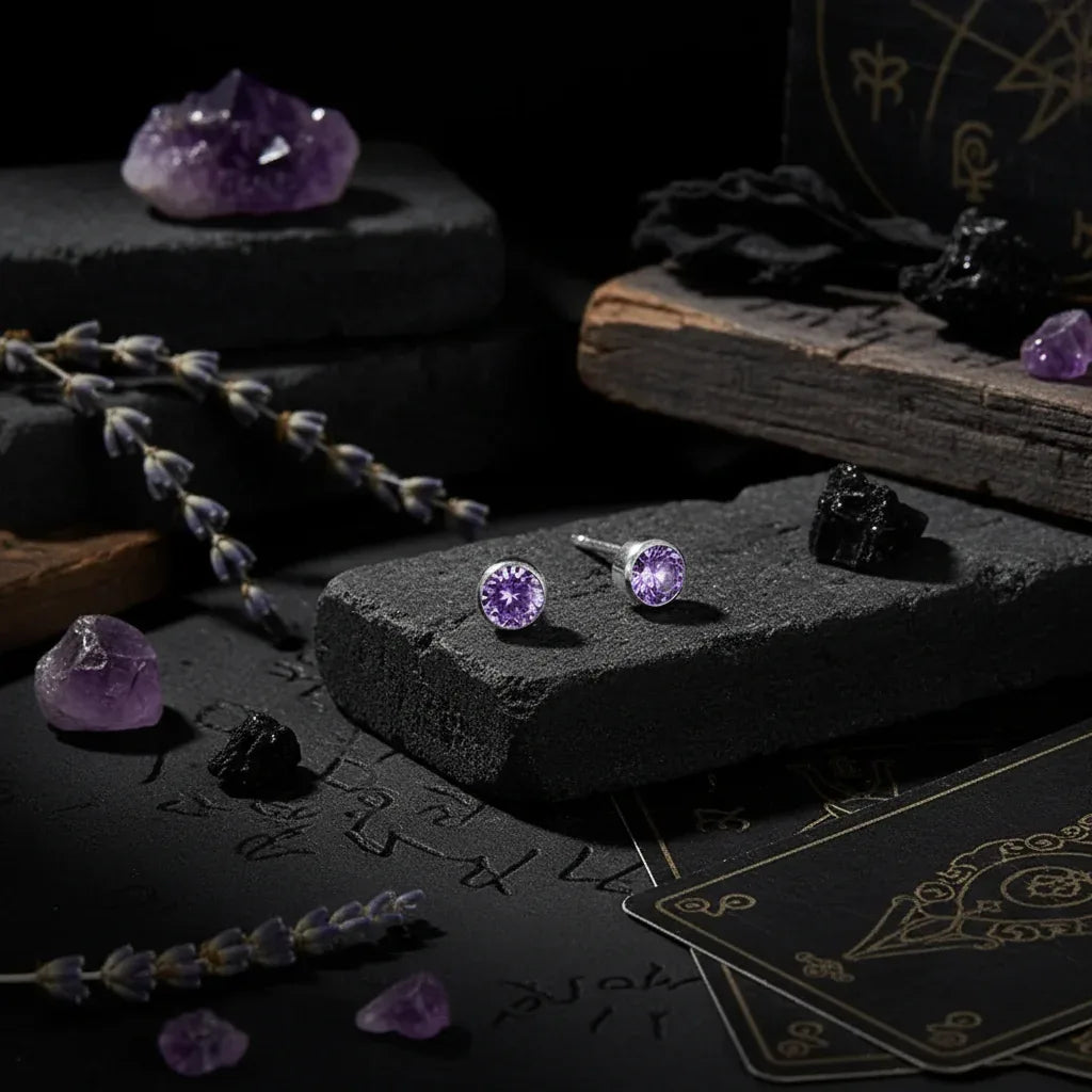 Birthstone Earrings - Sorceress Sanctuary Rose Gold / March-Gold / January-Rose Gold / January-Steel / January-Gold / June