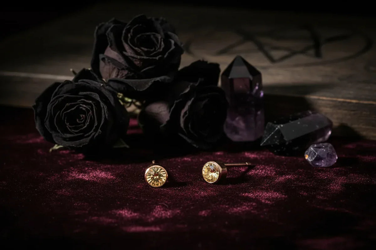Birthstone Earrings - Sorceress Sanctuary Rose Gold / March-Gold / January-Rose Gold / January-Steel / January-Gold / June
