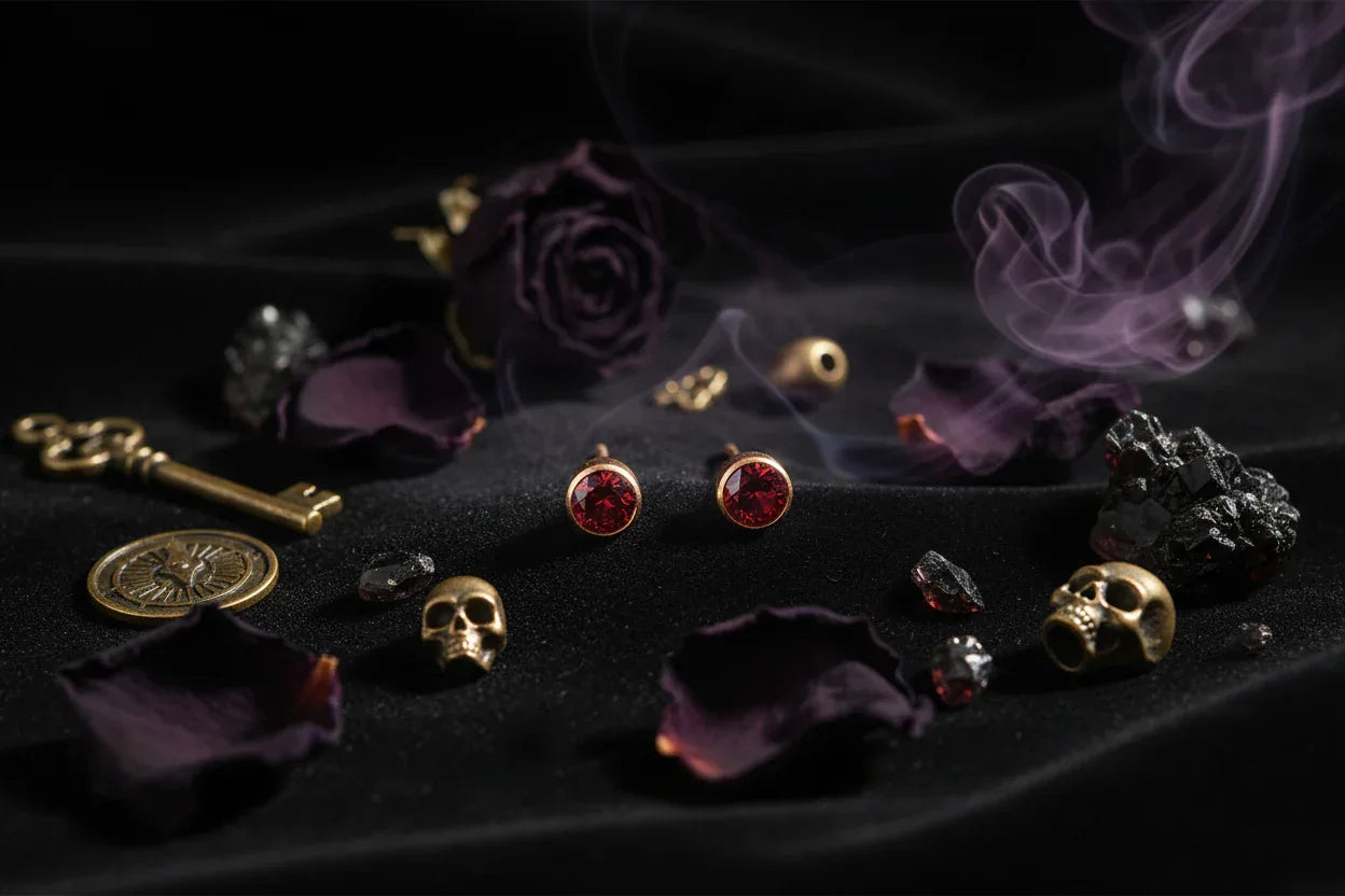 Birthstone Earrings - Sorceress Sanctuary Rose Gold / March-Gold / January-Rose Gold / January-Steel / January-Gold / June