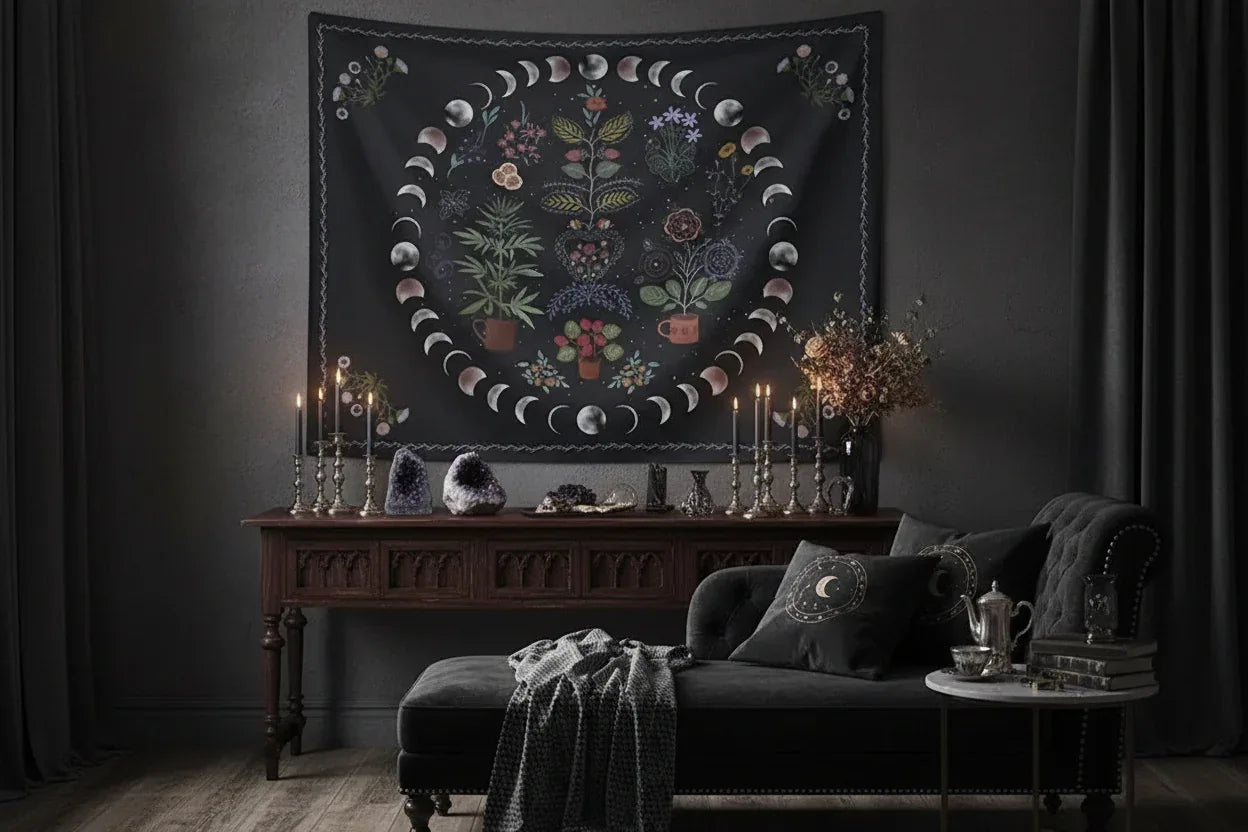Botanical Moon Tapestry - Sorceress Sanctuary 1 / W100cm*H70cm-1 / W150cm*H130cm-1 / W200cm*H150cm