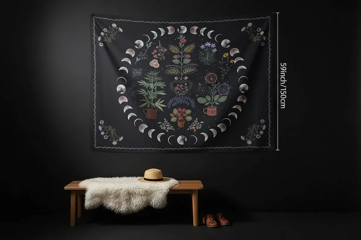 Botanical Moon Tapestry - Sorceress Sanctuary 1 / W100cm*H70cm-1 / W150cm*H130cm-1 / W200cm*H150cm