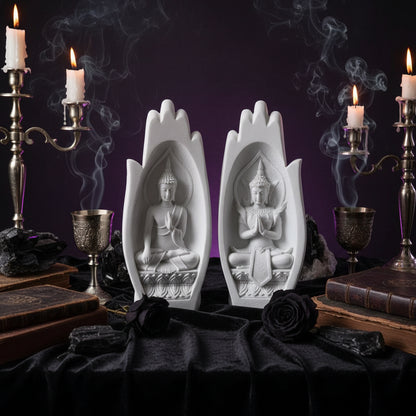Buddha Peace Sculpture - Sorceress Sanctuary Brown-White